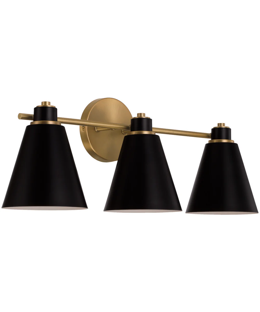 Bradley 3-Light Vanity Aged Brass and Black