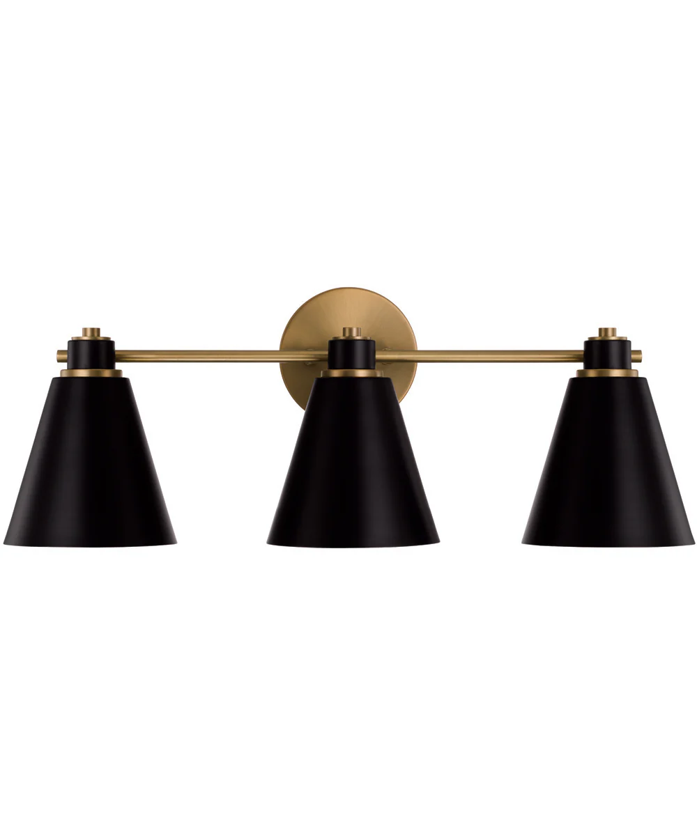 Bradley 3-Light Vanity Aged Brass and Black - Image 4