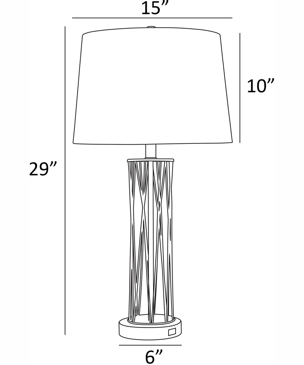 Breiton 2-Light 2 Pack-Table Lamp Antique Brass/Black/Fabric Shade With Usb - Image 4