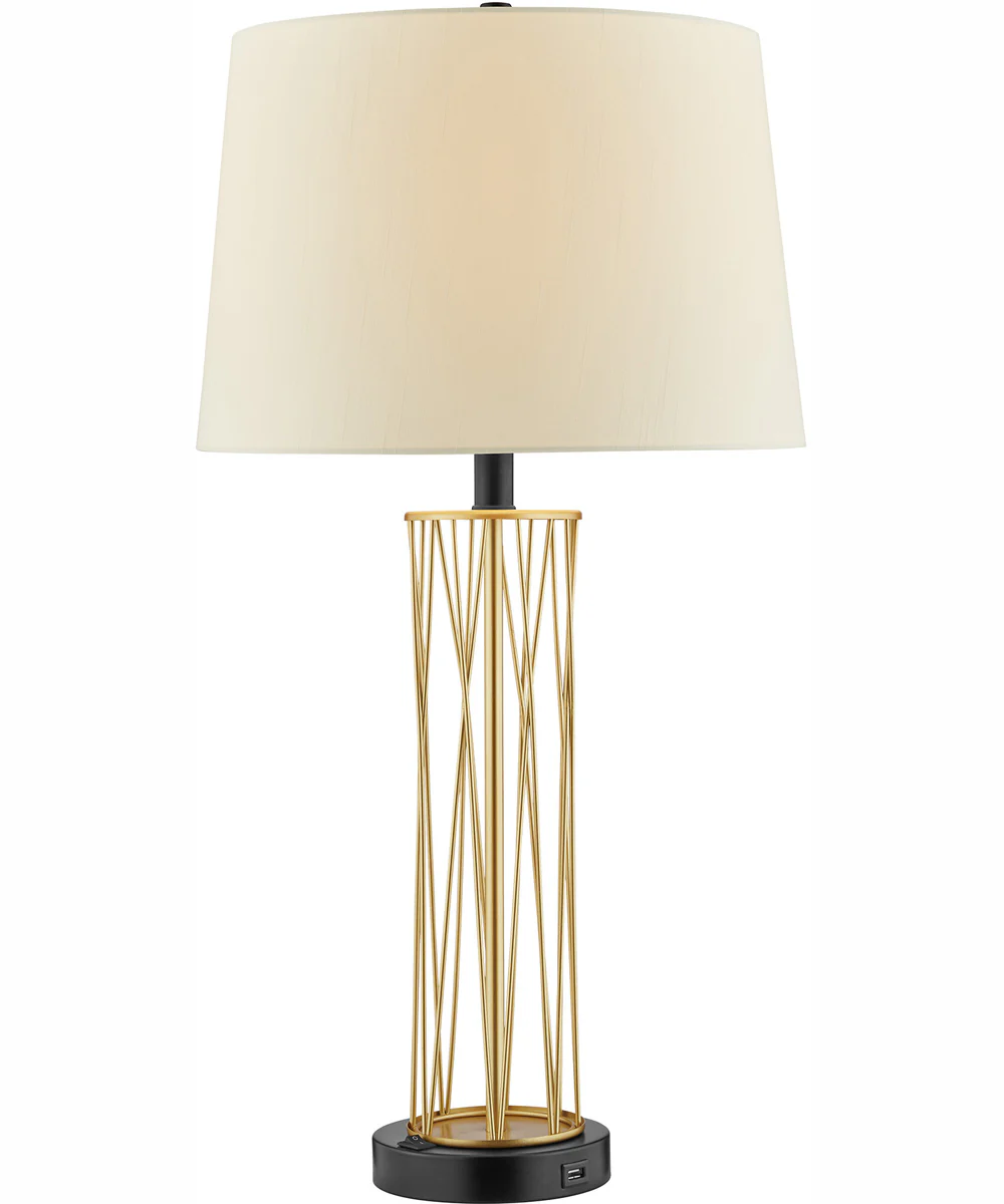 Breiton 2-Light 2 Pack-Table Lamp Antique Brass/Black/Fabric Shade With Usb - Image 6