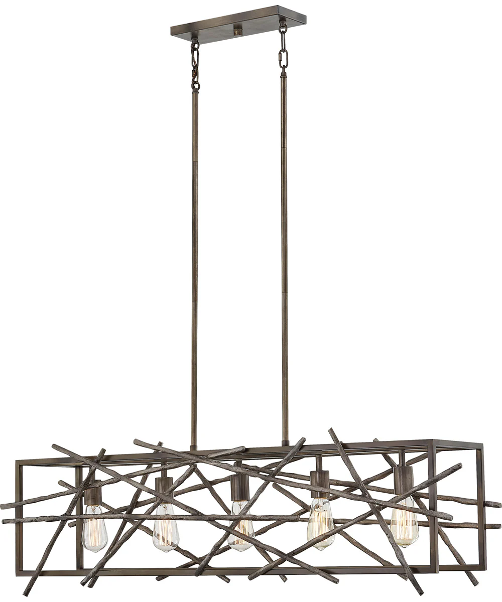 Brigham 5-light Island Light Restored Bronze