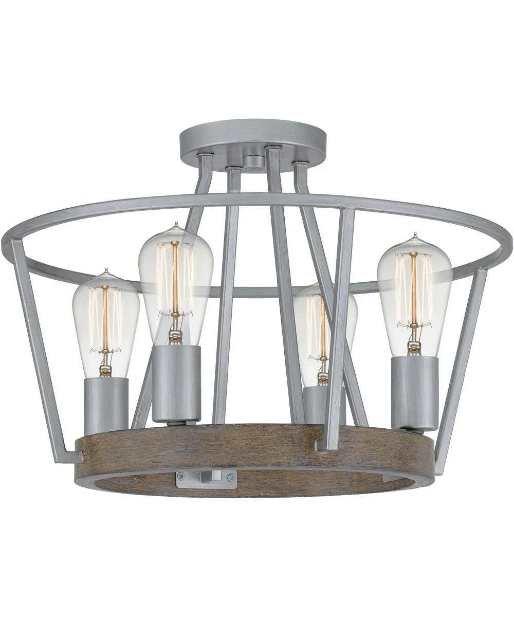 Brockton 4-light Semi Flush Mount Brushed Silver - Image 2