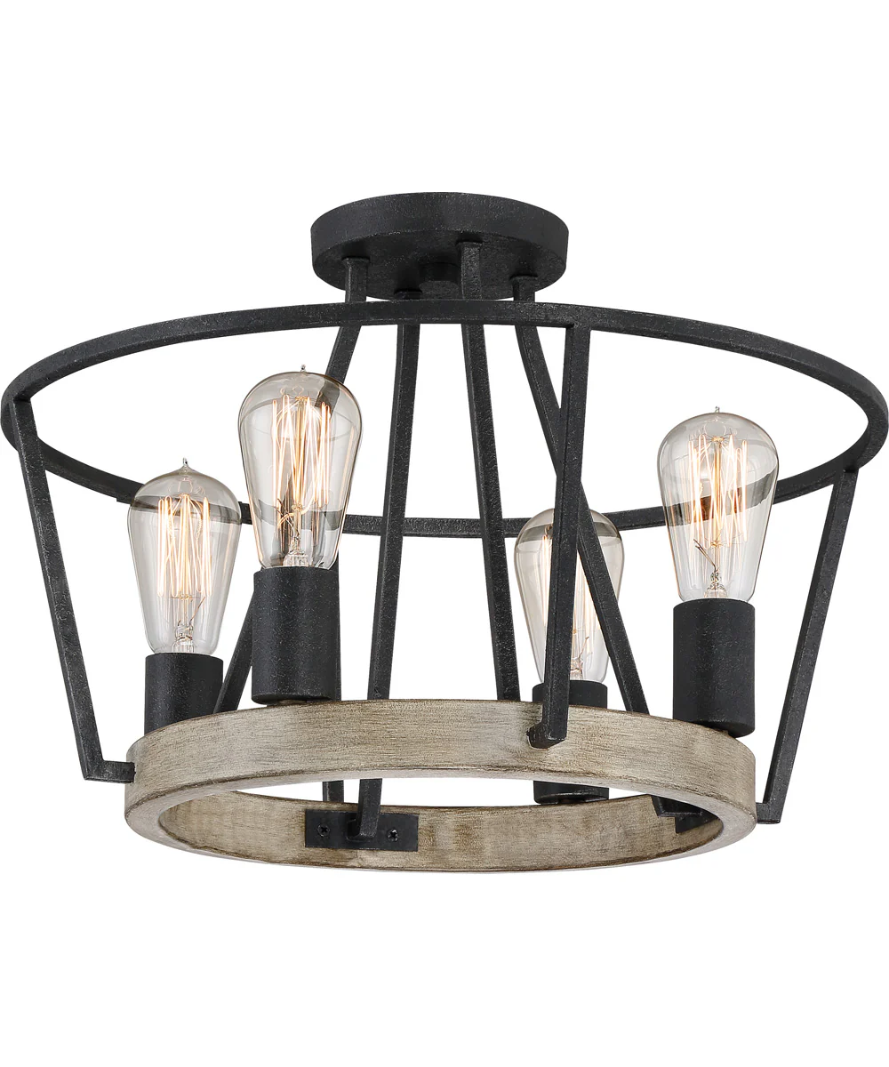 Brockton 4-light Semi Flush Mount Grey Ash - Image 2