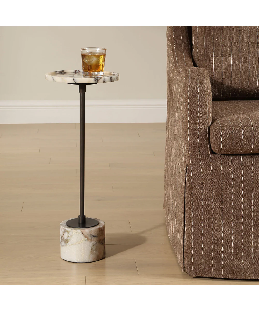Brunson White Marble Drink Table - Image 3