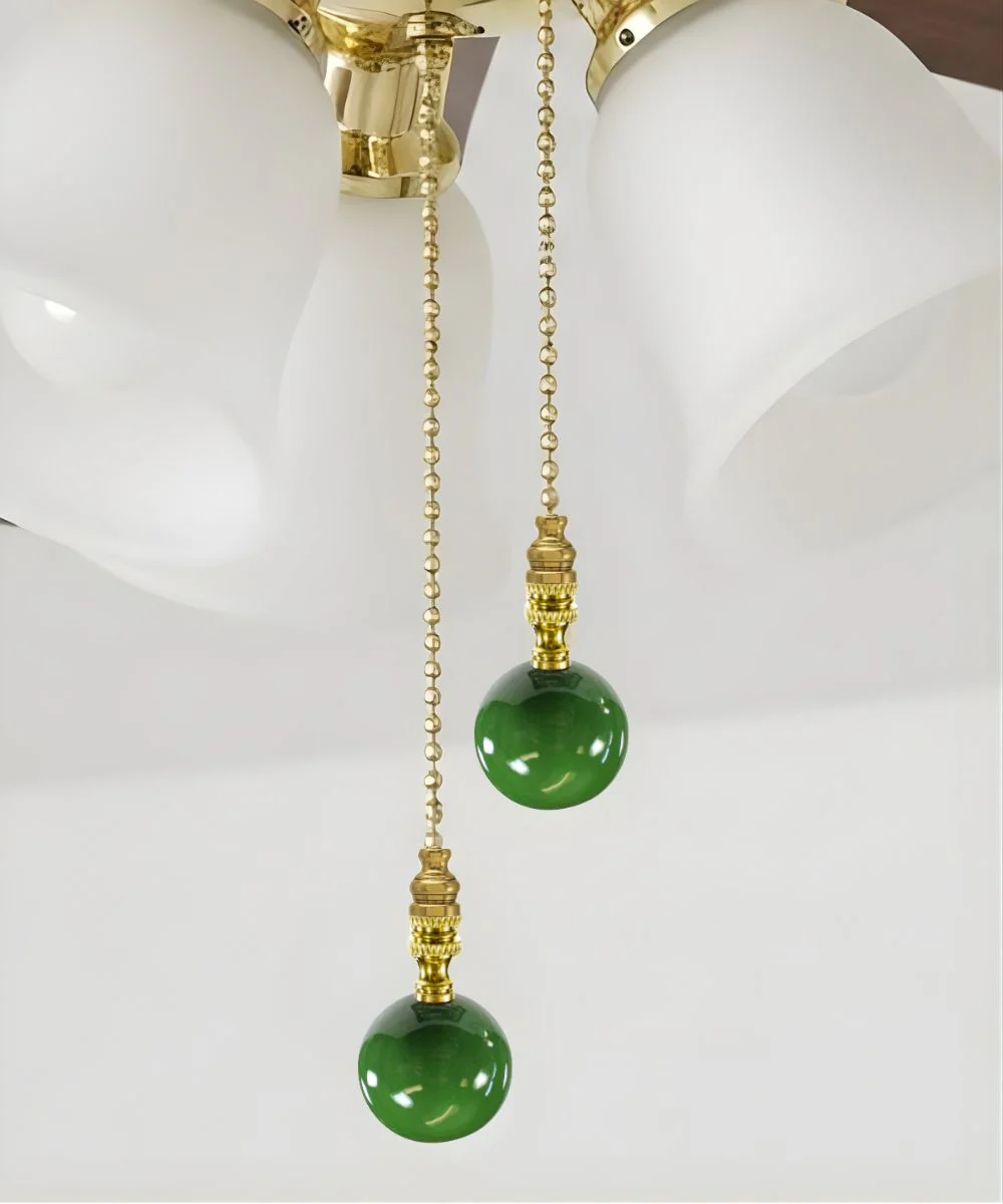Polished Brass Hunter Green Ceramic Ball Fan Pull 2.25"h - Image 2