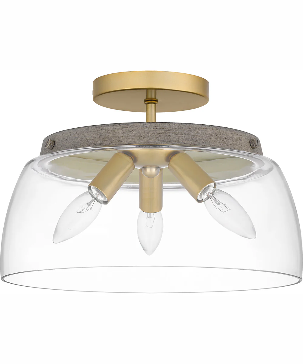 Burkett Medium 3-light Semi Flush Mount Light Gold - Image 3