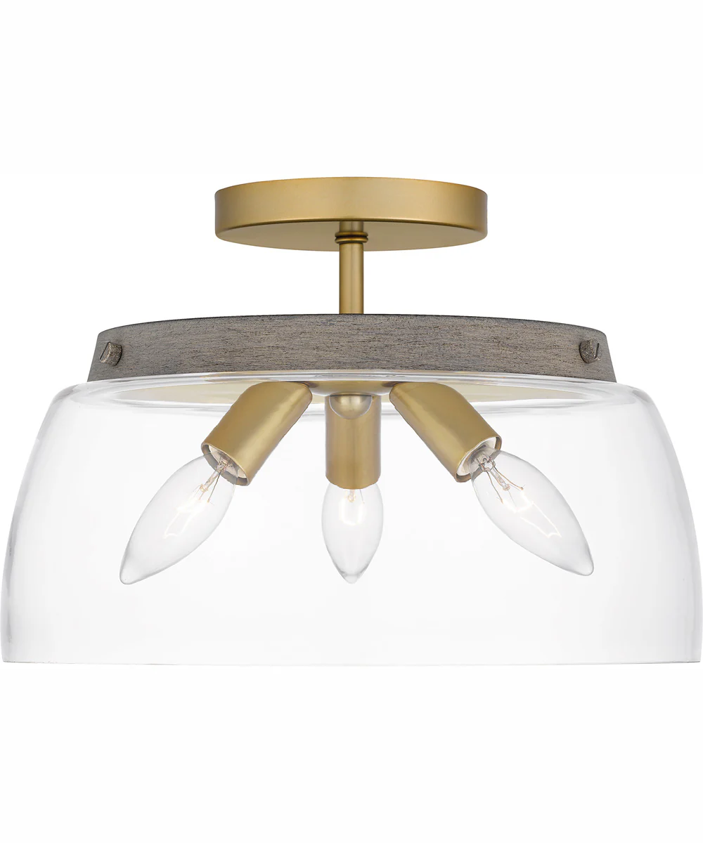 Burkett Medium 3-light Semi Flush Mount Light Gold - Image 4