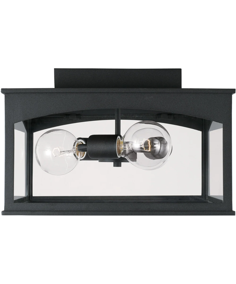 Burton 3-Light Outdoor Flush Rain or Shine - Black