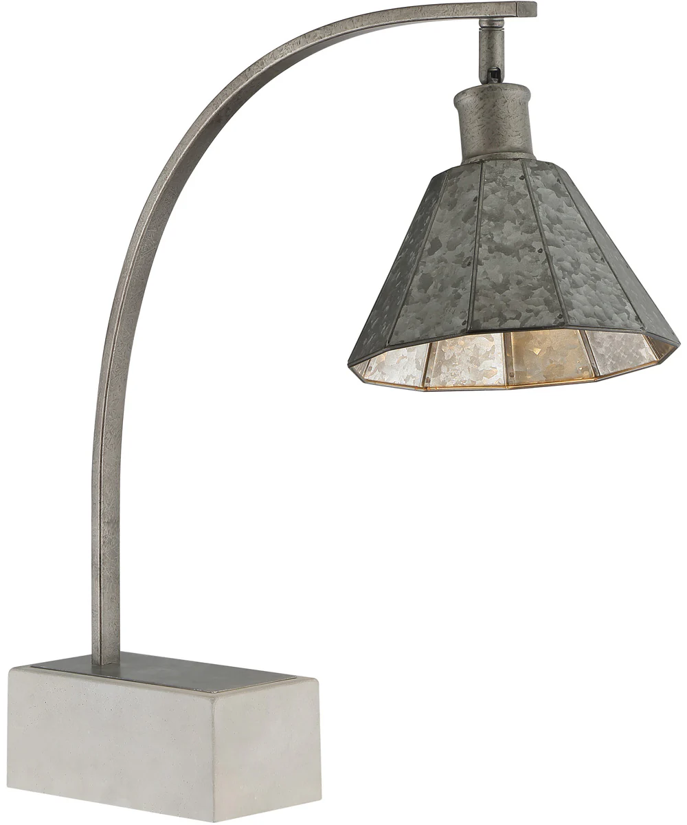 Busson 1-Light Desk/Table Lamp Metal Shade/Cement Base