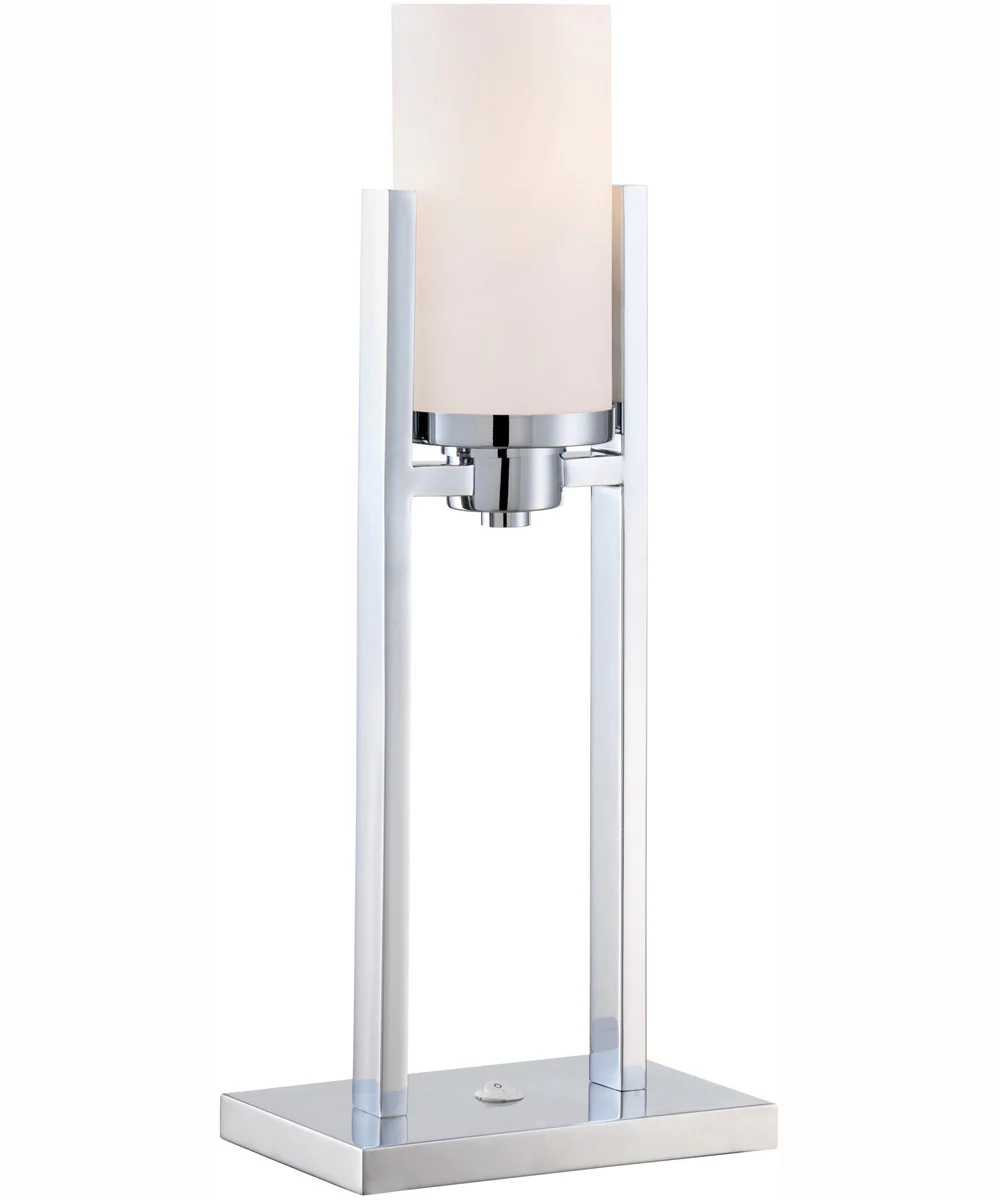 Caesarea 1-Light Table Lamp Chrome/Frost Glass Shade