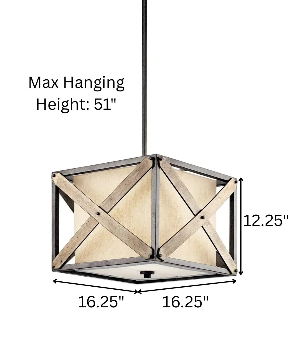 Cahoon 16"W 1-Light Anvil Iron Finish Square Shade Pendant/Semi-Flush Mount Light Fixture by Kichler - Image 3