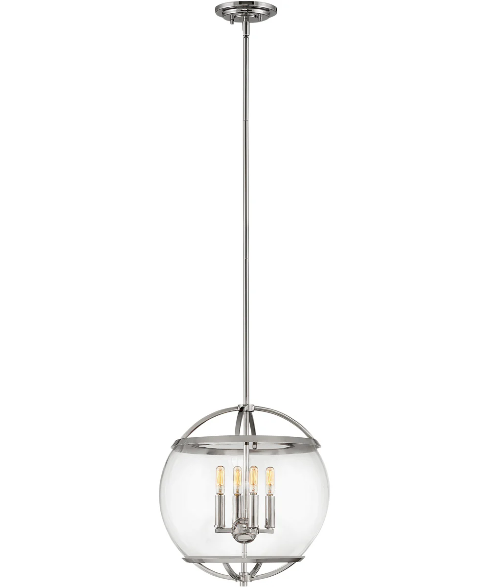 Calvin 4-Light Medium Orb Pendant in Polished Nickel