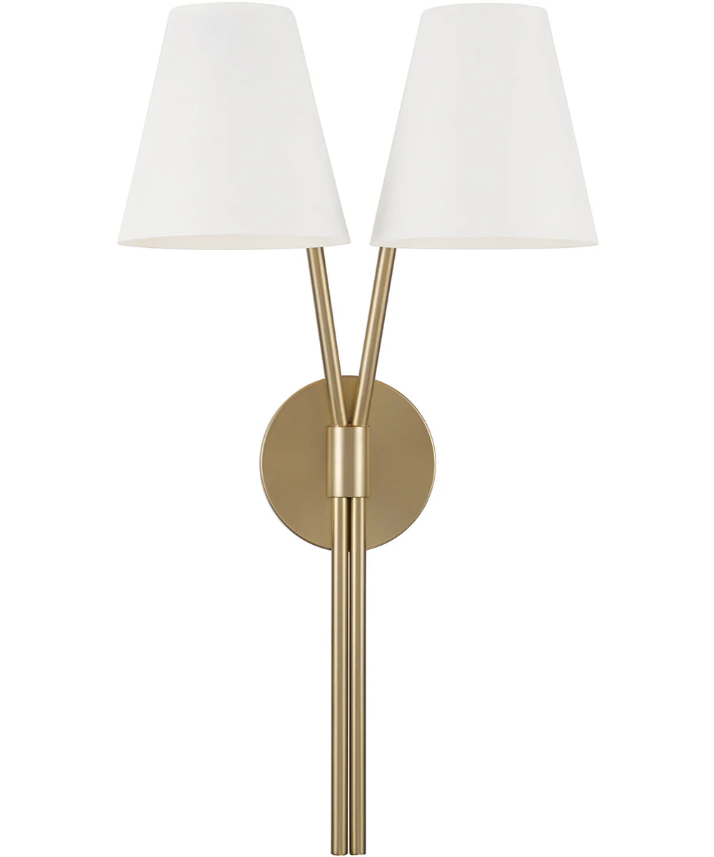 Cami 2-Light Sconce Aged Brass and White - Image 4