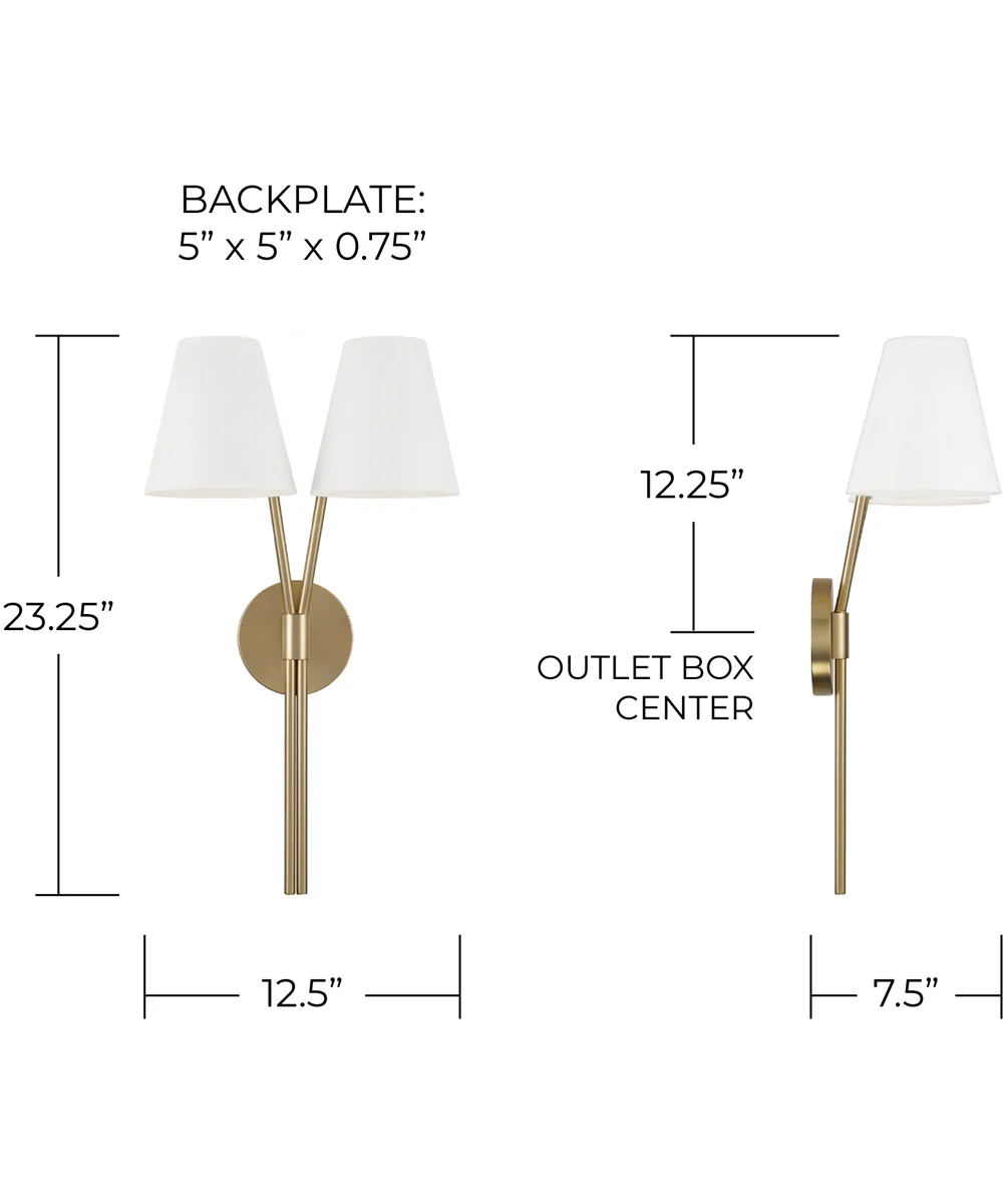 Cami 2-Light Sconce Aged Brass and White - Image 5