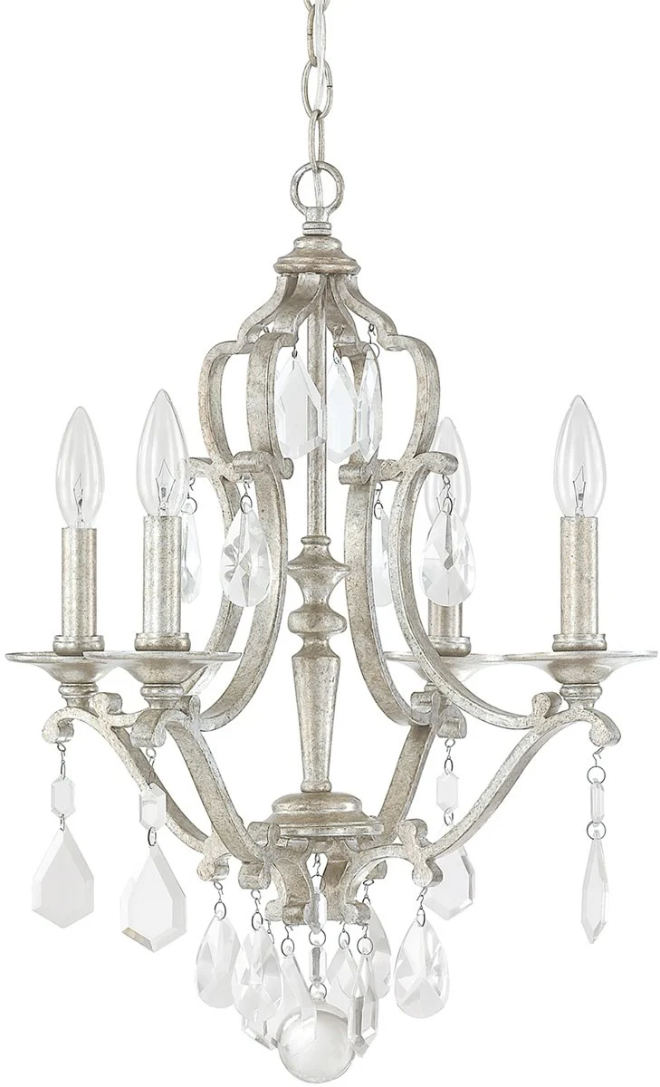 18"W Blakely 4-Light Mini Chandelier Antique Silver