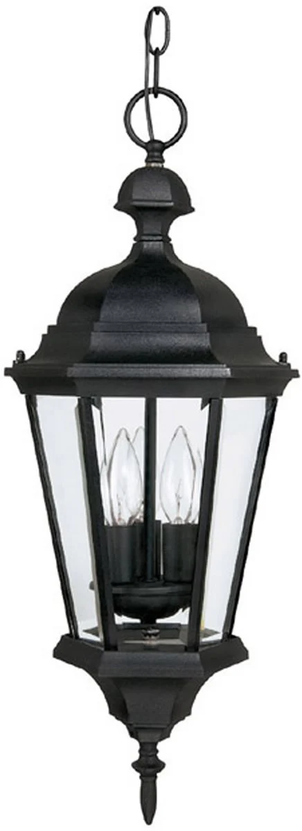 10"W Carraige House 3-Light Outdoor Pendant Light Rain or Shine - Black