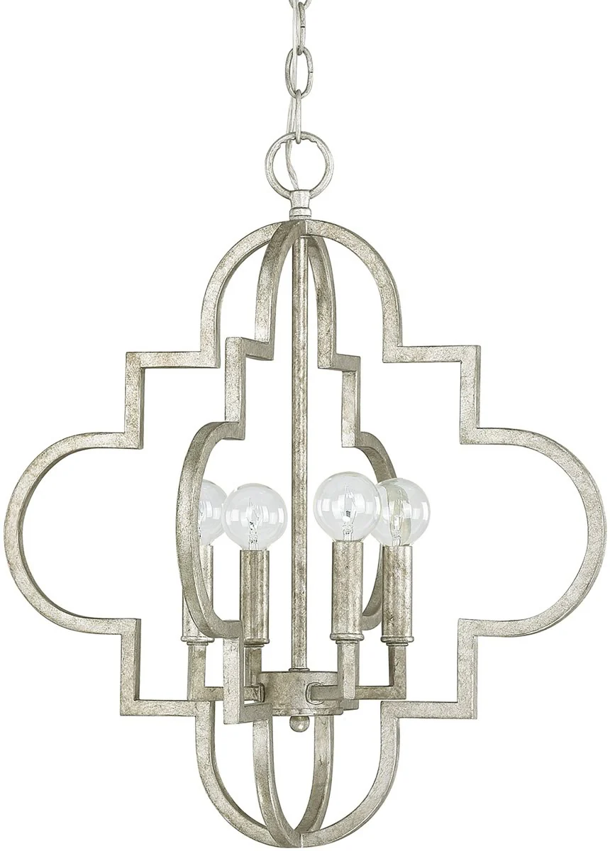 18"W Ellis 4-Light Pendant Antique Silver