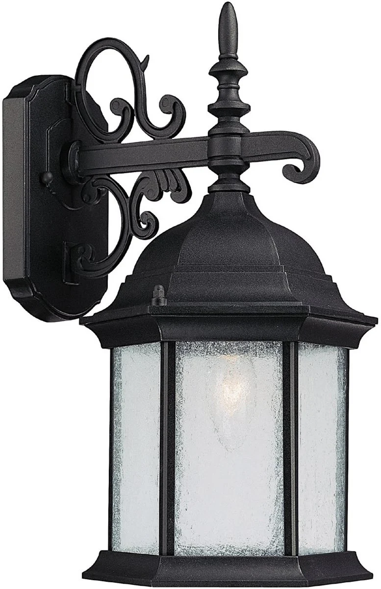 16"H Main Street 1-Light Outdoor Wall Lantern Rain or Shine - Black