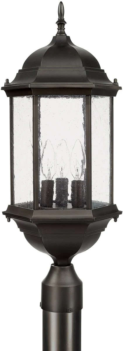 24"H Main Street 3-Light Outdoor Post Lantern Rain or Shine - Old Bronze - Image 2