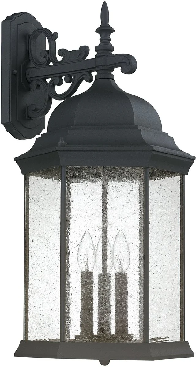 26"H Main Street 3-Light Outdoor Wall Lantern Rain or Shine - Black