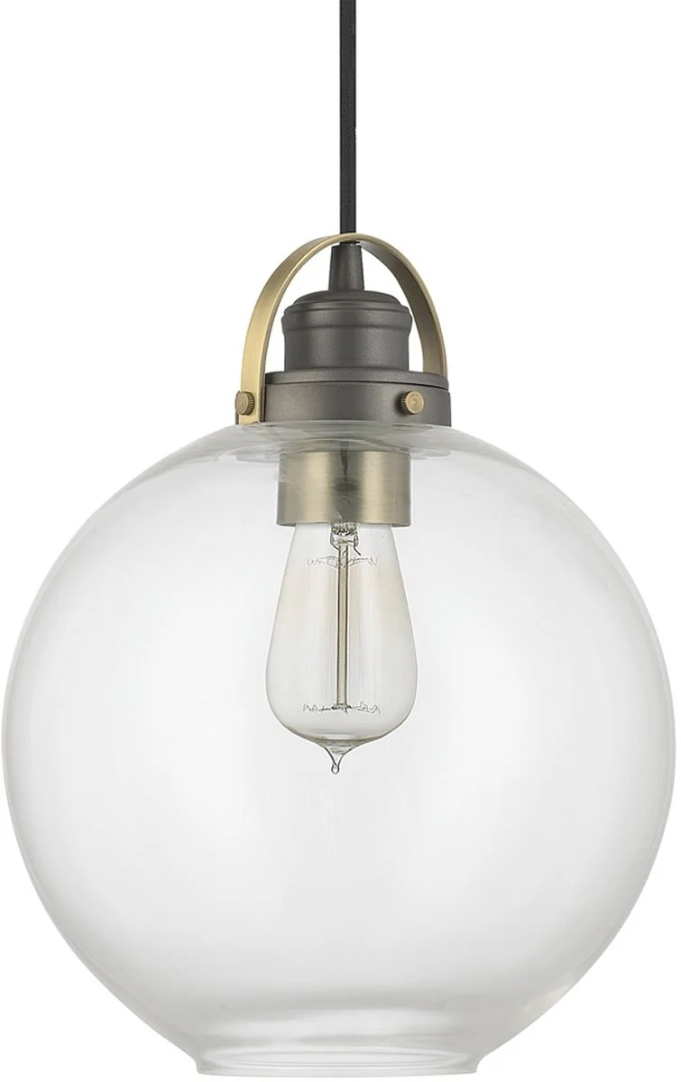 10"W Pendants 1-Light Mini-Pendant Graphite With Aged Brass