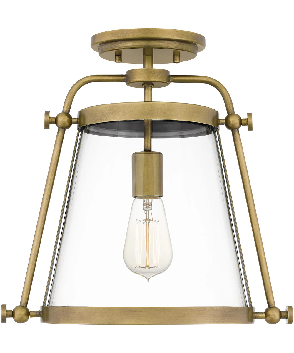 Cardiff 1-light Semi Flush Mount Weathered Brass - Image 2
