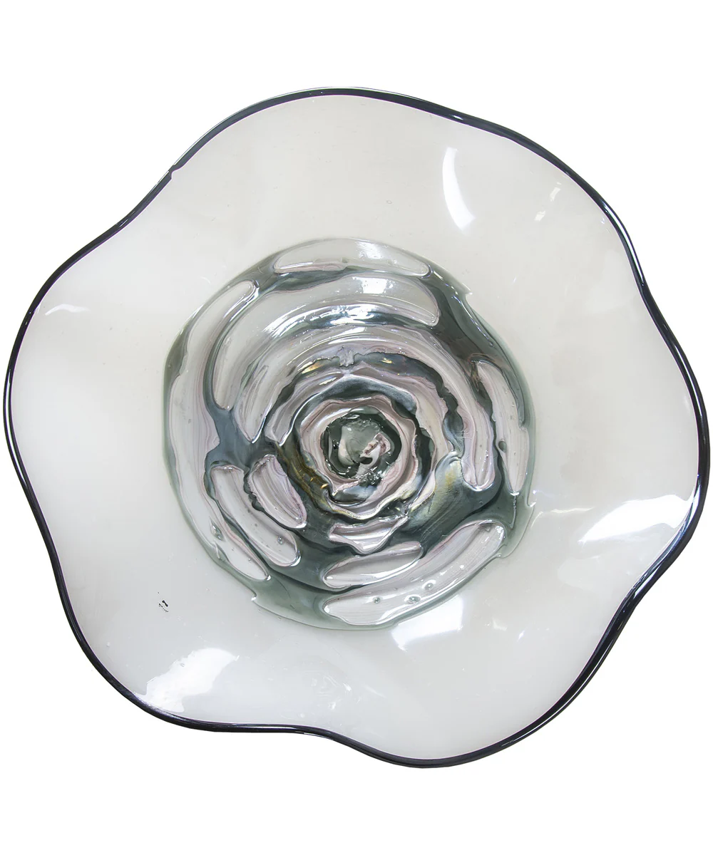 Cavalier White Grey Hand Blown Art Glass Wall Decor - 16 Inch