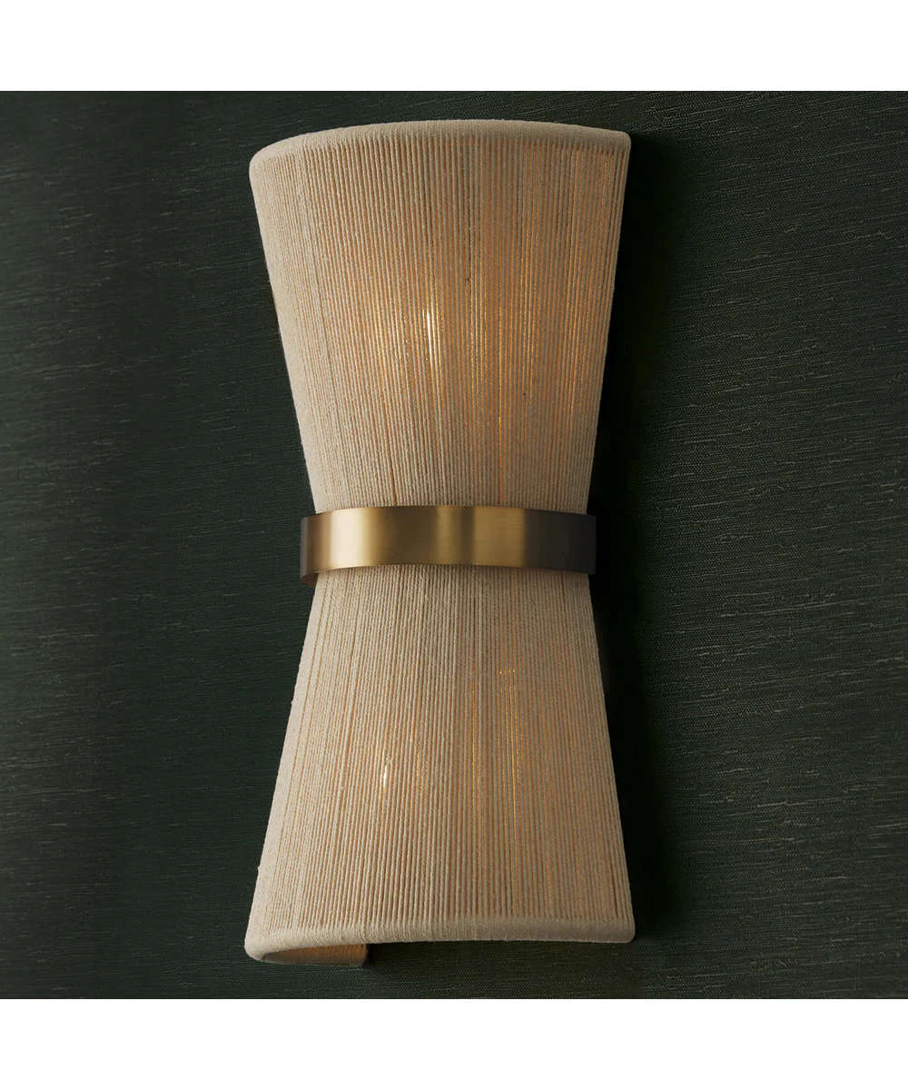 Cecilia 2-Light Sconce Bleached Natural Rope and Patinaed Brass - Image 2