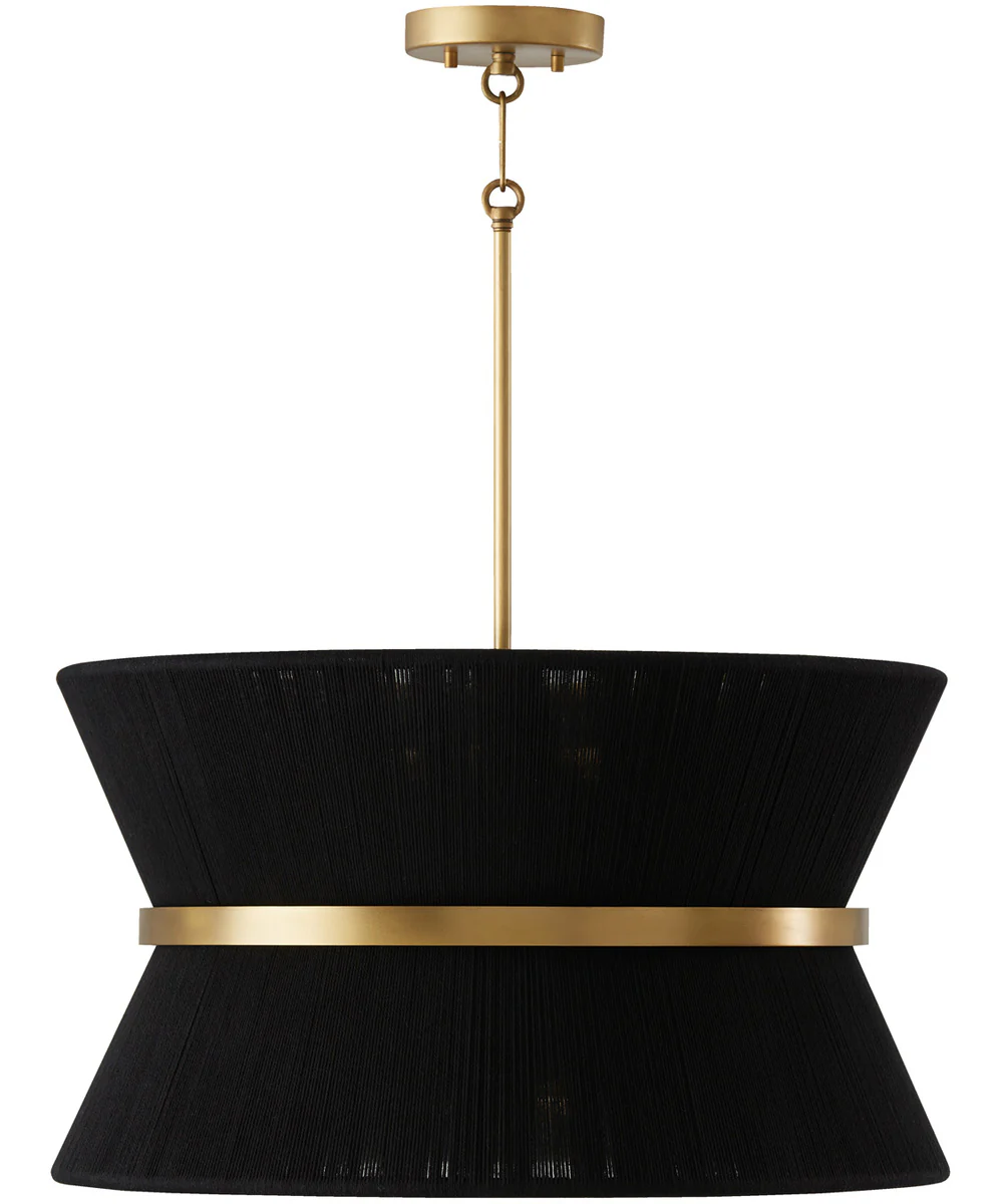 Cecilia 8-Light Pendant Black Rope and Patinaed Brass