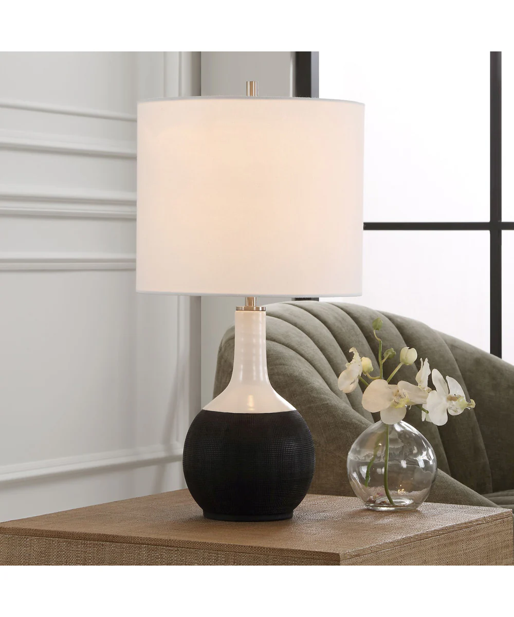 Ceramic Accent Lamp in Matte Black and White - Image 2