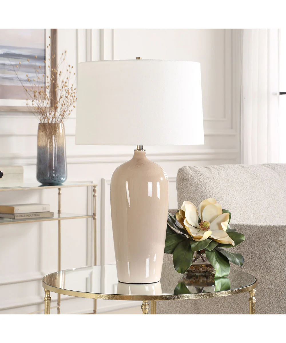 Ceramic Table Lamp with Crackled Gray Glaze - Image 3