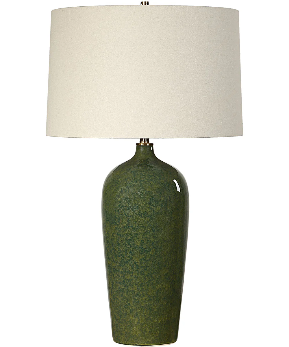 Ceramic Table Lamp with Emerald Green Glaze - Image 4