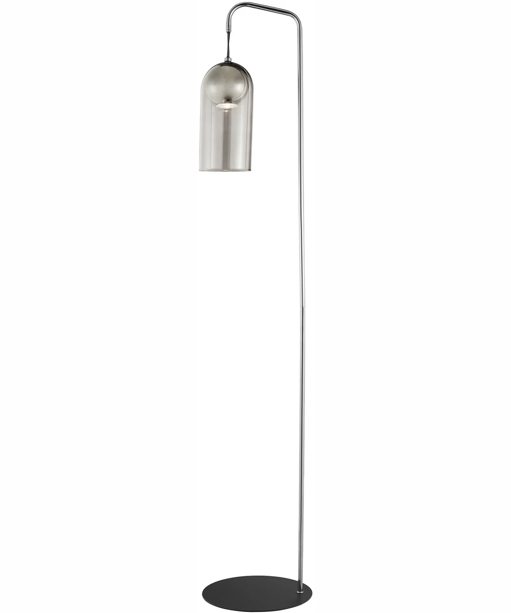 Chante 1-Light Floor Lamp Gun Metal/Smoke Glass Shade