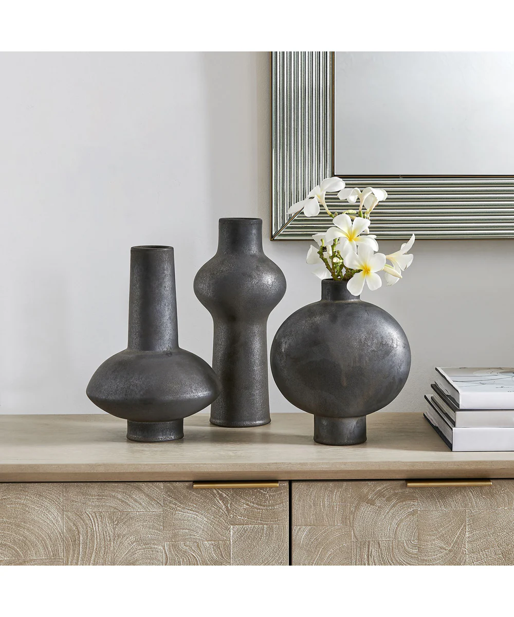 Charcoal Bloom Indoor-Outdoor Vases Set of 3 - Image 2
