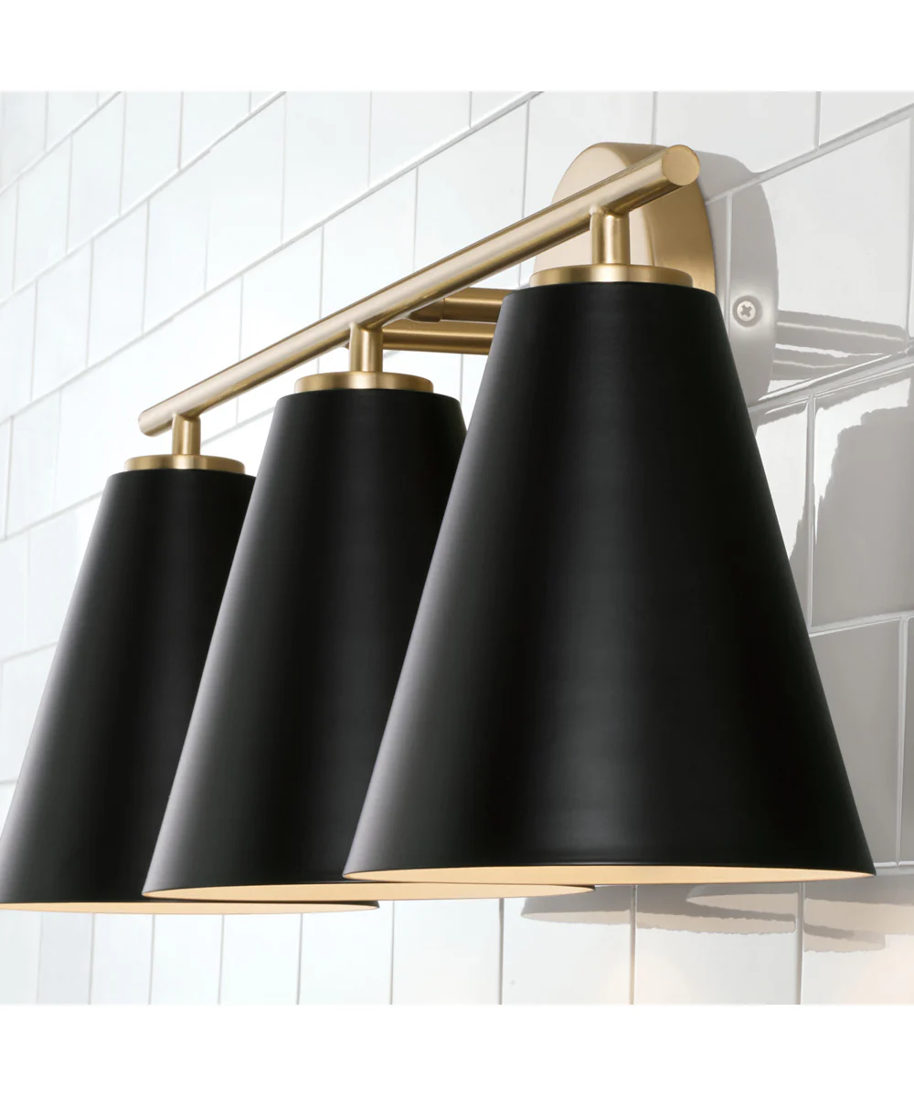 Charlie 3-Light Vanity Matte Brass and Black - Image 5