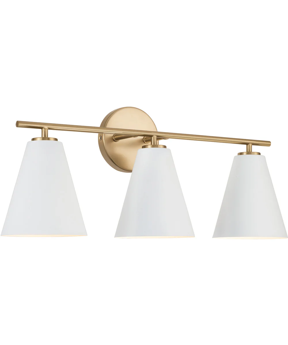 Charlie 3-Light Vanity Matte Brass and White
