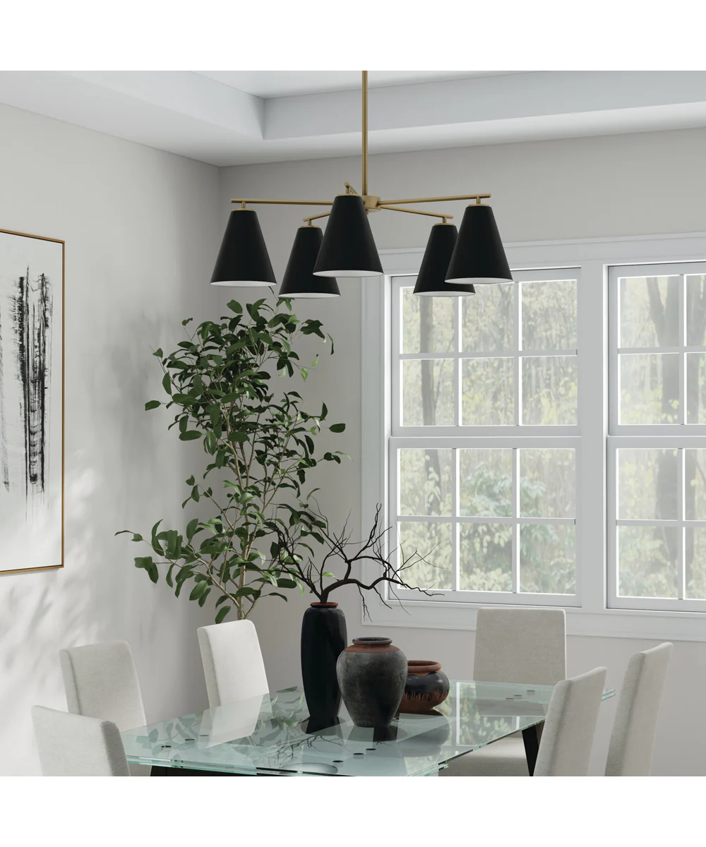 Charlie 5-Light Chandelier Matte Brass and Black - Image 2