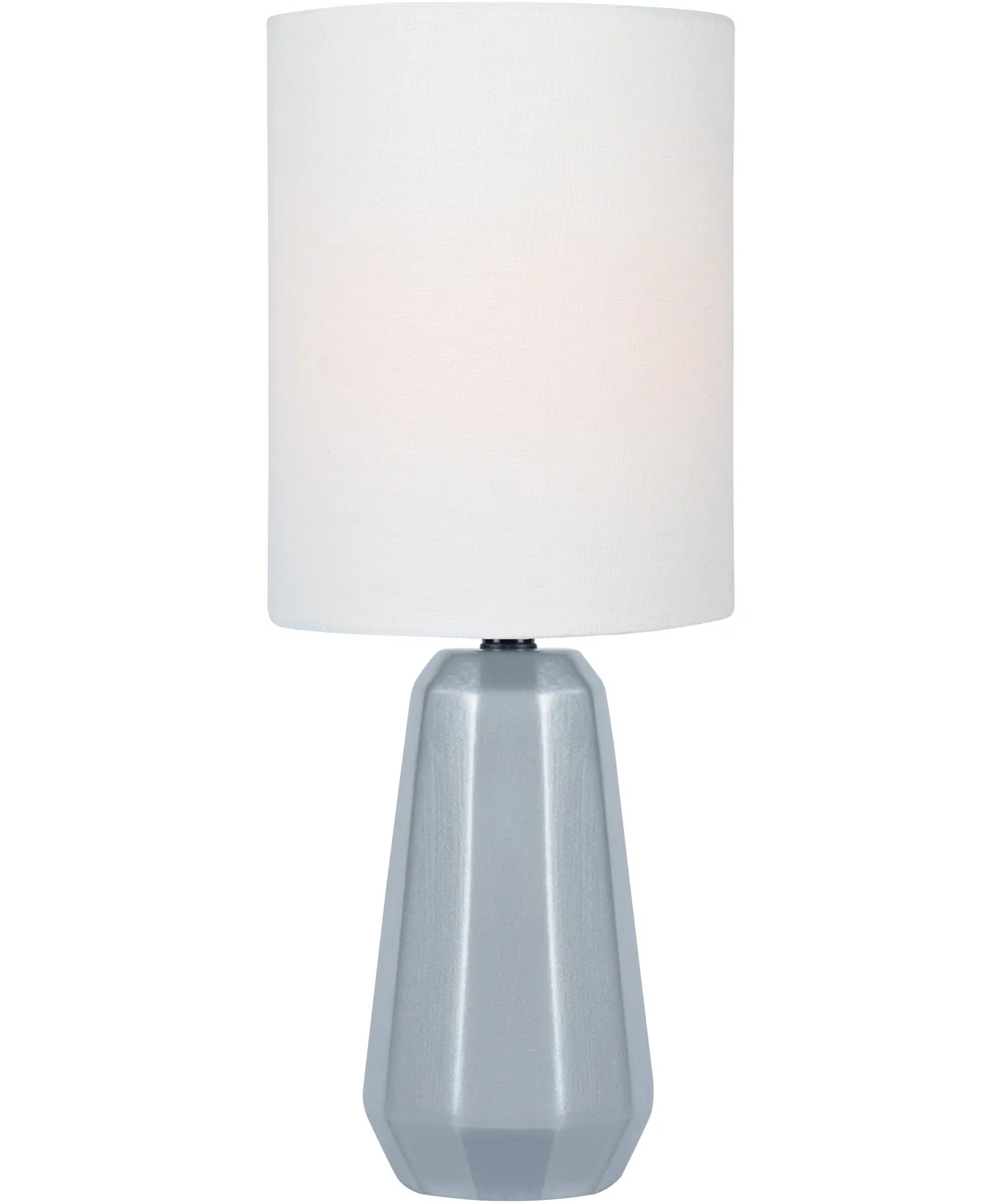 Charna 1-Light Mini Table Lamp Silver Ceramichrome/ White Linen Shade