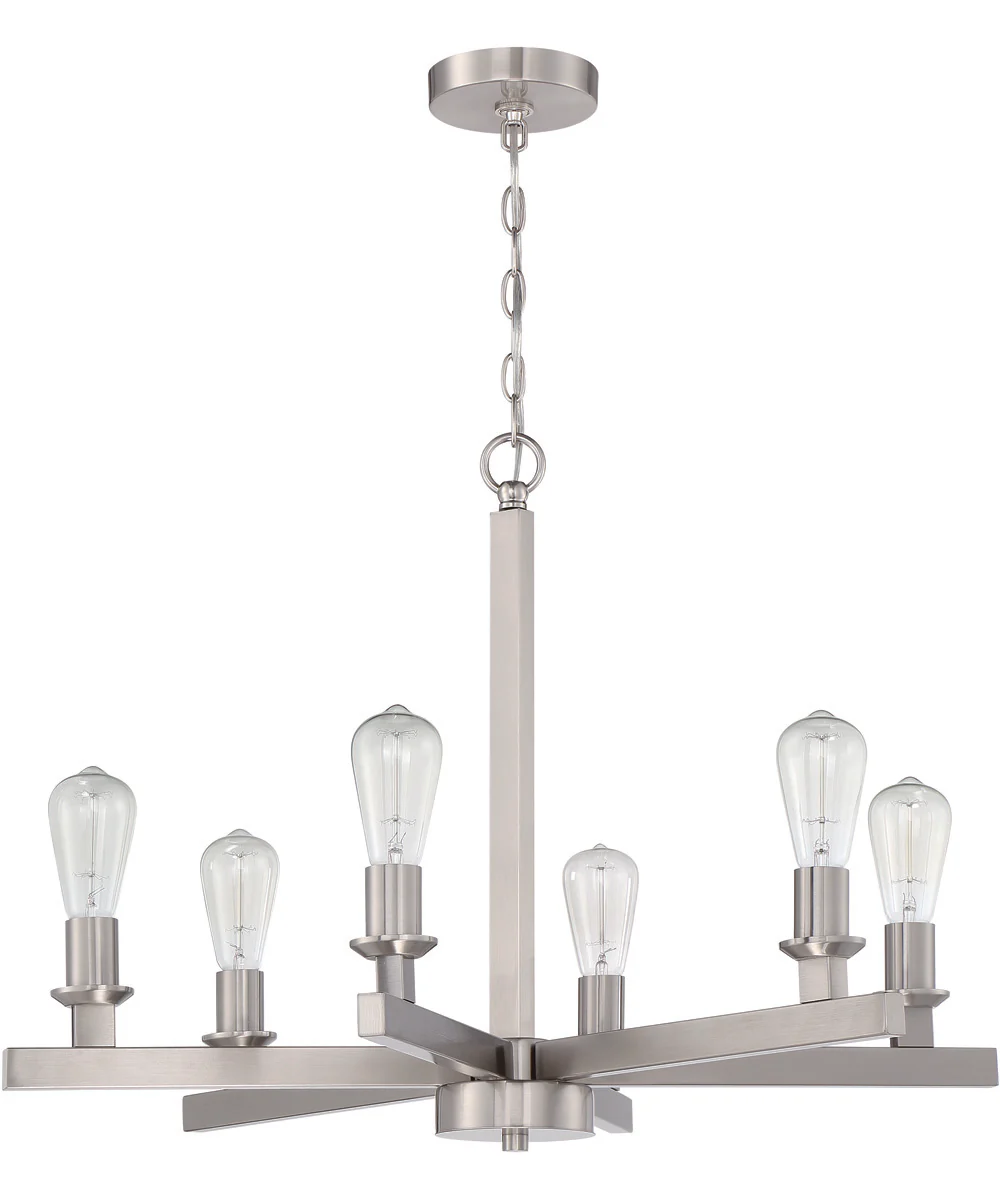 Chicago 6-Light Chandelier Brushed Polished Nickel - Image 2