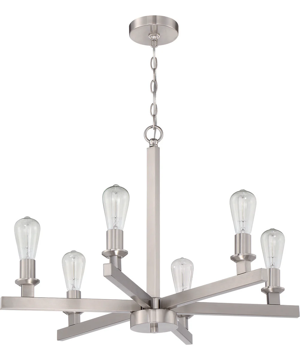 Chicago 6-Light Chandelier Brushed Polished Nickel - Image 3