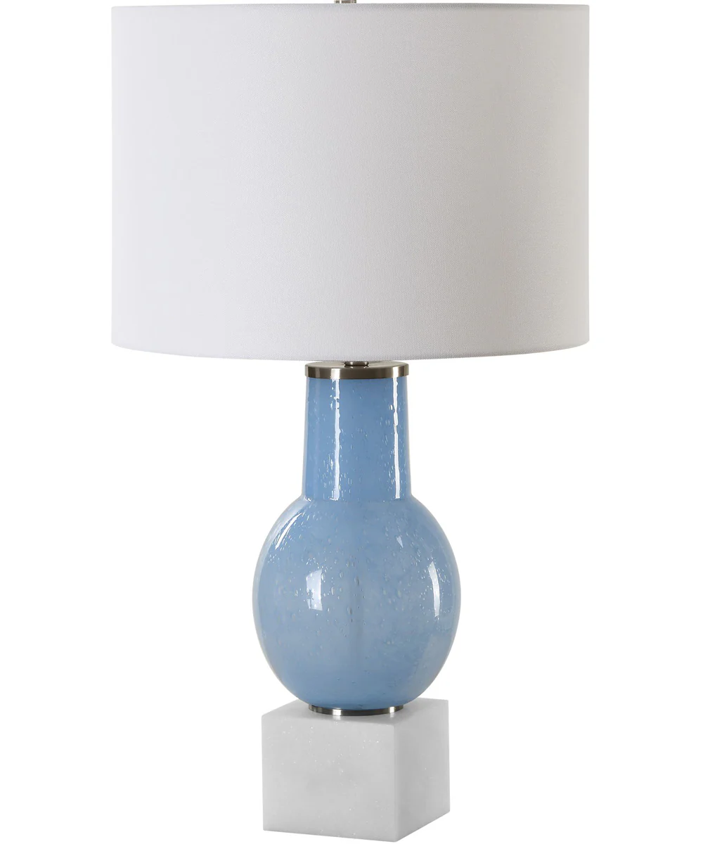 Clear Sky Blue Glass Table Lamp - Image 4