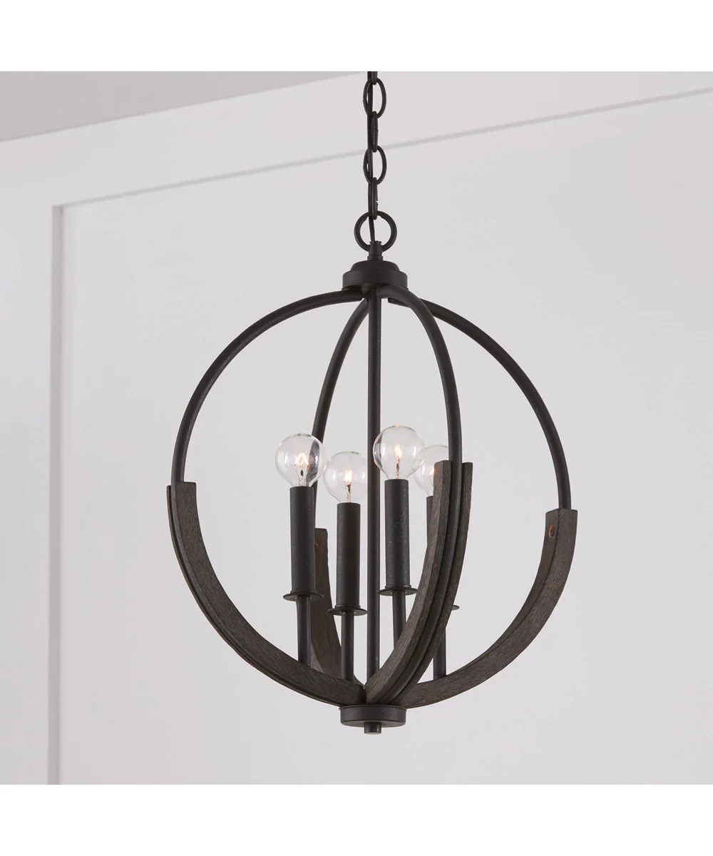 Clive 4-Light Pendant Carbon Grey and Black Iron - Image 2