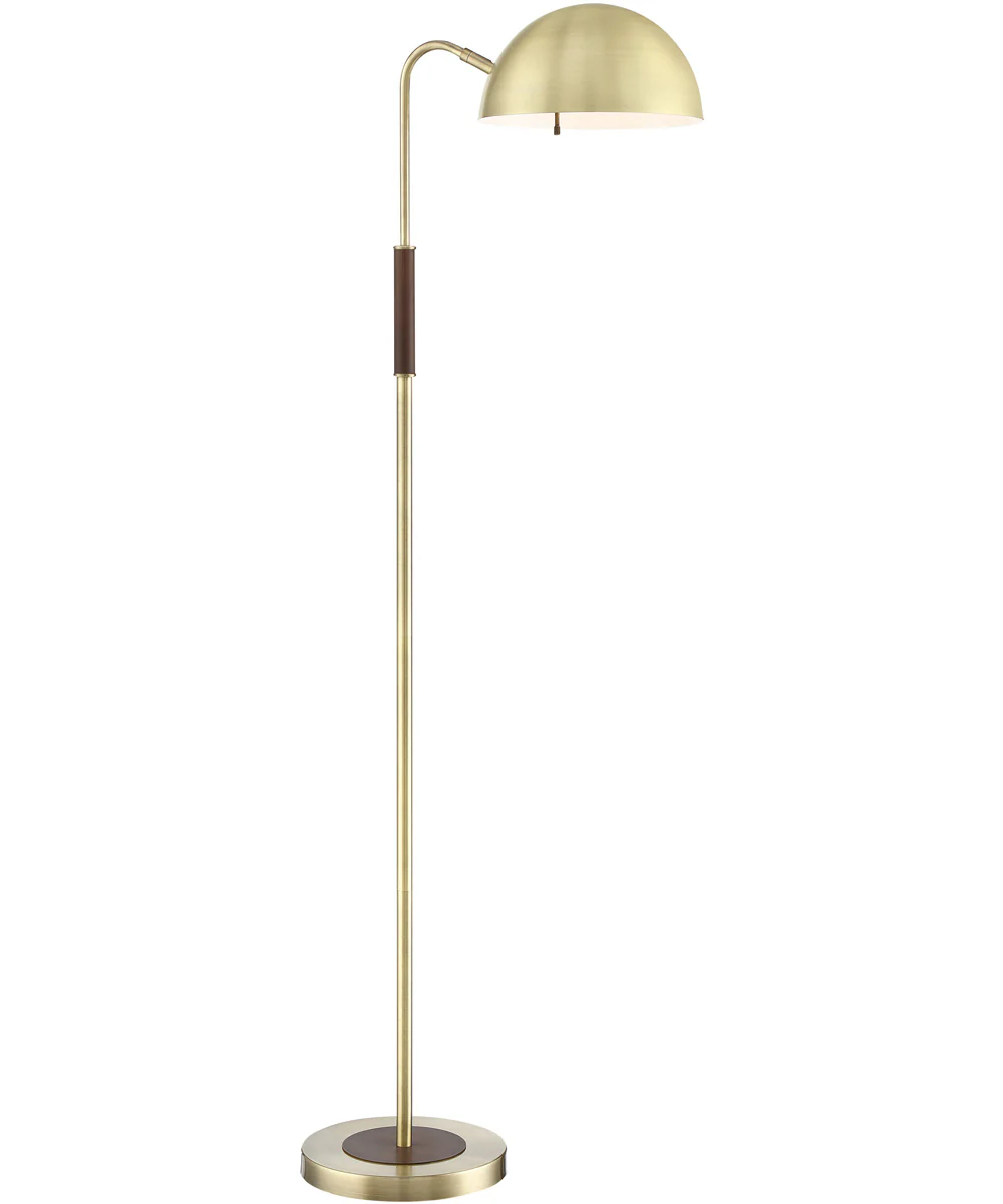 Clouseau 1-Light Metal Floor Lamp Antique Brass/Walnut Finished