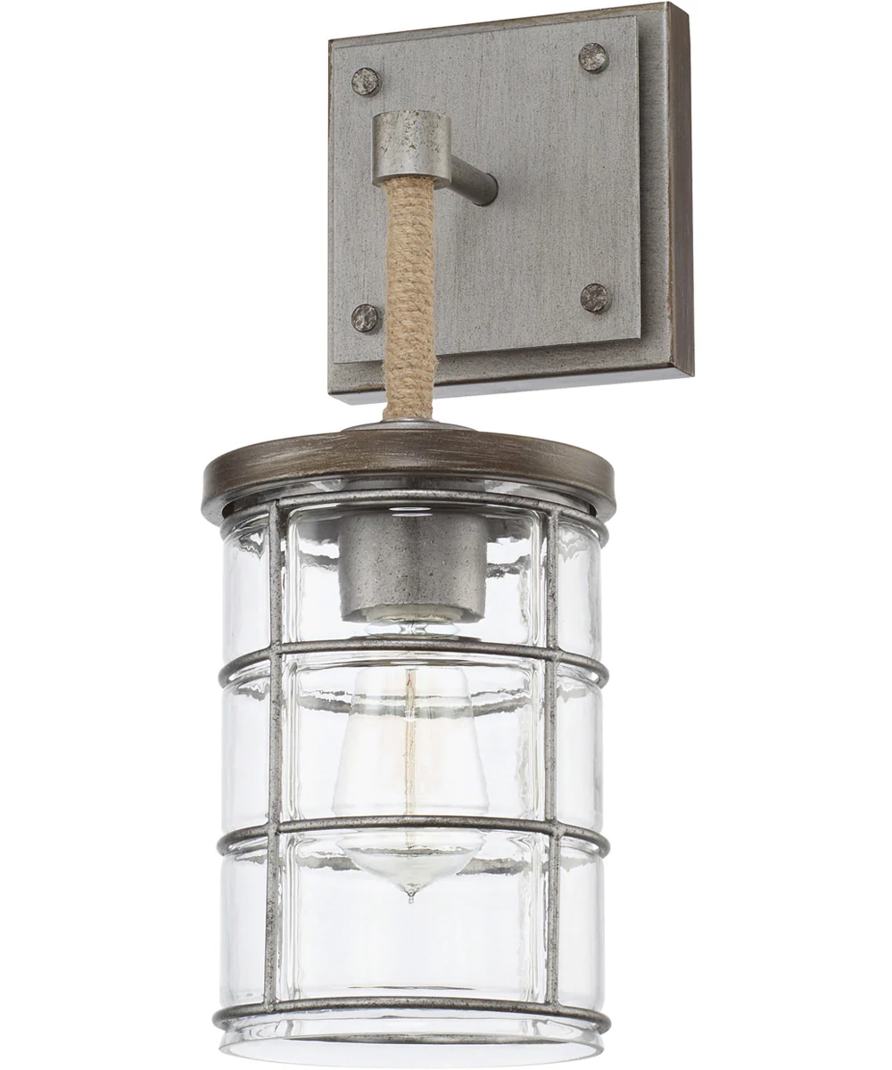 Colby 1-Light Sconce In Urban Grey With Clear Glass And Decorative Rope Accent