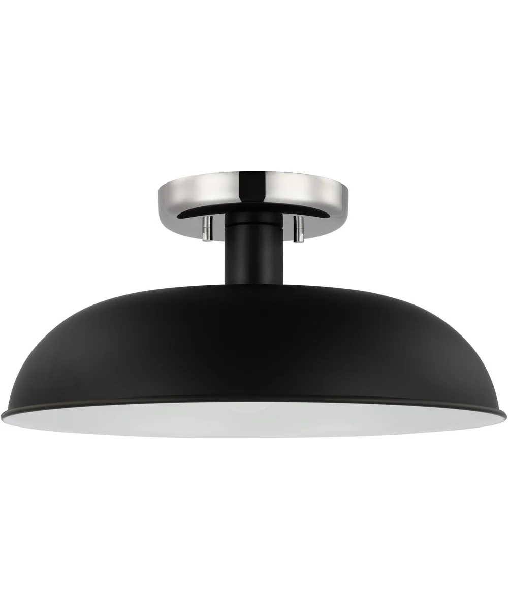 Colony 1-Light Close-to-Ceiling Matte Black / Polished Nickel