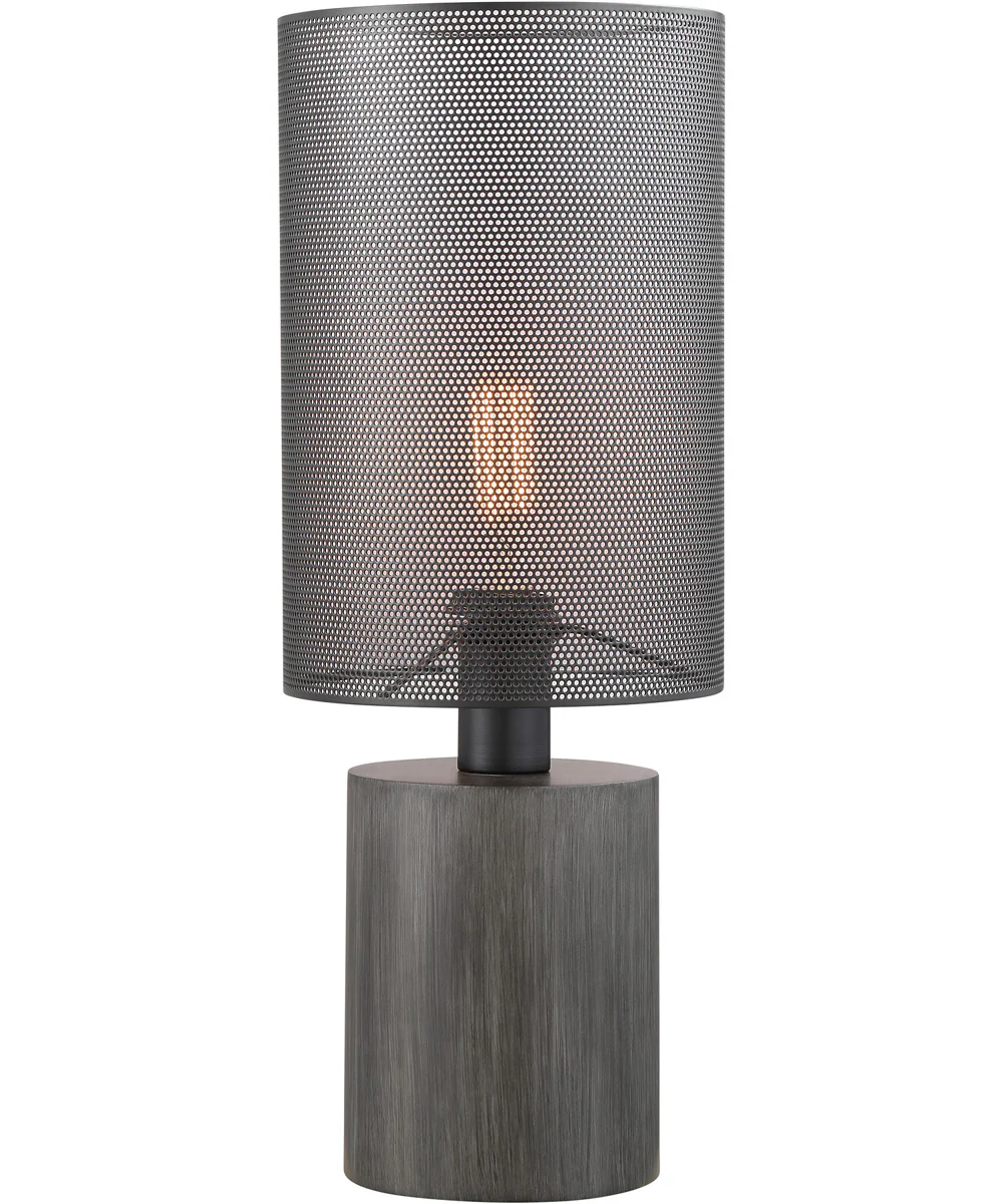 Compton 1-Light Table Lamp Grey Wood/Black Metal Shade