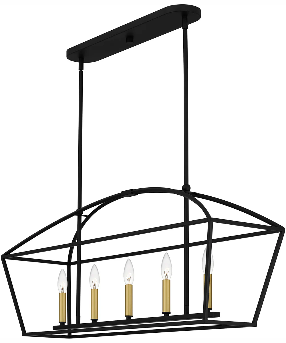 Concho Bay Medium 5-light Island Light Matte Black - Image 5