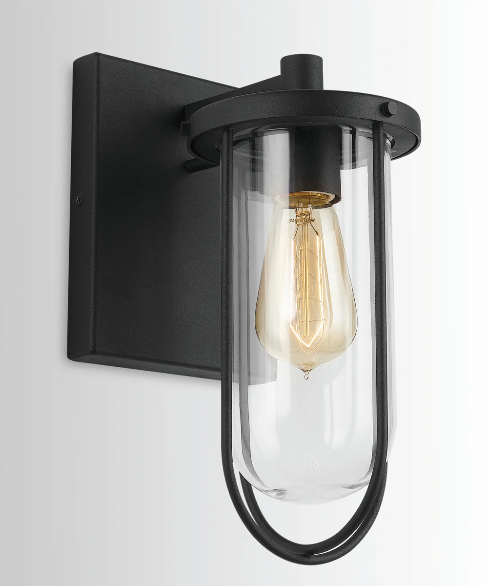 Corbin 1-Light Outdoor Wall Mount Rain or Shine - Black with Clear Glass - Image 2