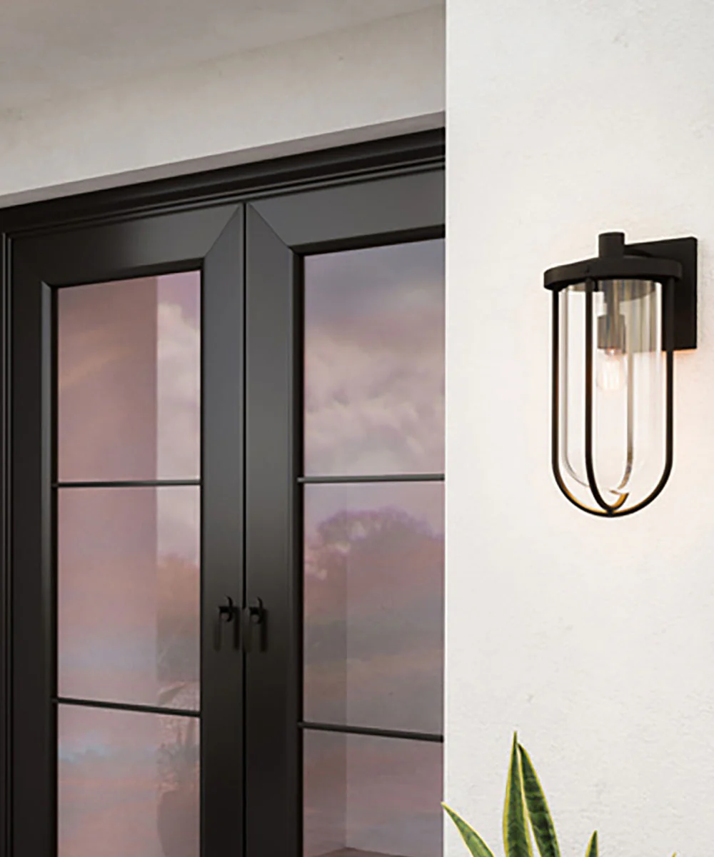 Corbin 1-Light Outdoor Wall Mount Rain or Shine - Black with Clear Glass - Image 4