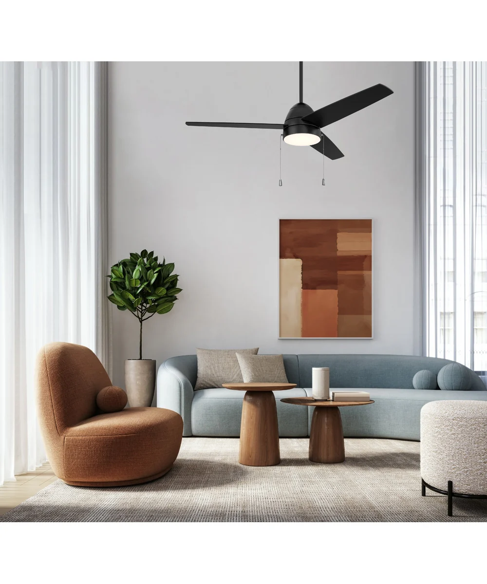 Cozy 52" 3-Blade Ceiling Fan 1-Light Fan Flat Black - Image 2